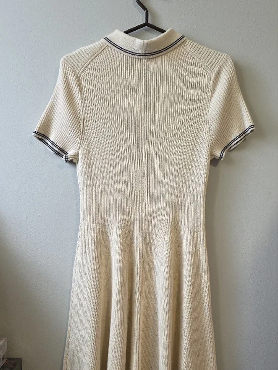 GAP old Money Classic Cream Ribbed Polo Mini Dress with Black Trim RSP $80 - Picture 7 of 8